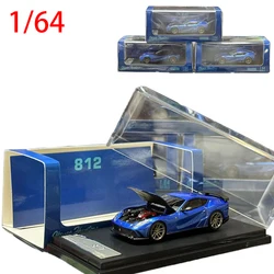 Diecast 1/64 Size Ferrari 812 N-Largo Model Car Silver Wheel Hub Alloy Car Model Toys for Boys Collection Display Original Box