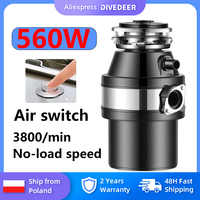 DIVEDEER 560W Garbage disposal Kitchen sewer Kitchen waste food household shredder Household Stainless Steel garbage disposal