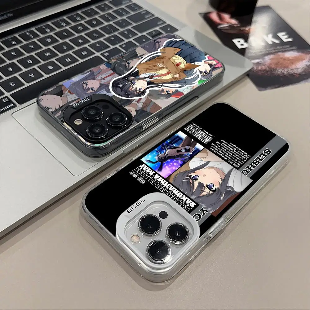 Anime Mai Sakurajima Cell Phone Case for iPhone 16 15 14 13 12 11 X XR XS 8 7 Pro Max Plus Translucent Colour Protective Cover
