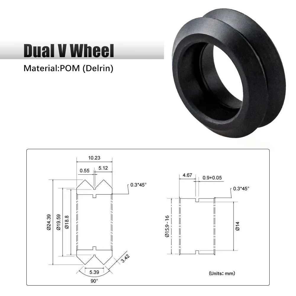 10Pcs High Precision CNC Delrin Wheels POM Dual V Slot Wheel for V-Slot Linear Rail System Aluminum Profiles 3D Printer Parts