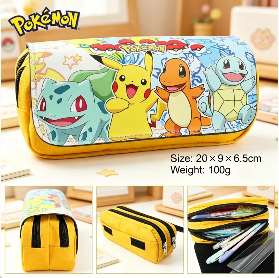 

New Kawaii Pokemon Pencil Cases School Cartoon Pikachu Black Pen Bag School Supplies Stationery Bag Perfect Gifts for Students