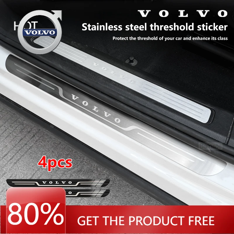 

2026 Hot For VOLVO Car Stainless Steel Door Sill Scuff Plate For VOLVO XC60 XC90 S60 S90 V60 V90 EX30, Carbon Fiber Threshold Pr