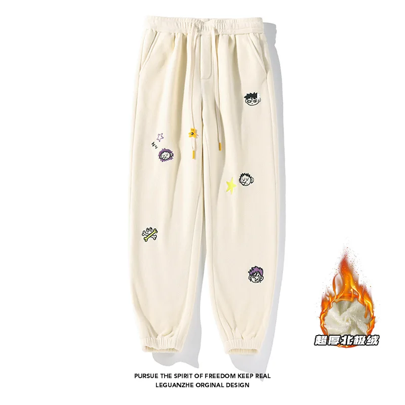 

【Mirrordust】25 зимних новых больших размеров на флисовой подкладке, спортивные штаны из арктического флиса, повседневные теплые длинные брюки с вышивкой, M-5X