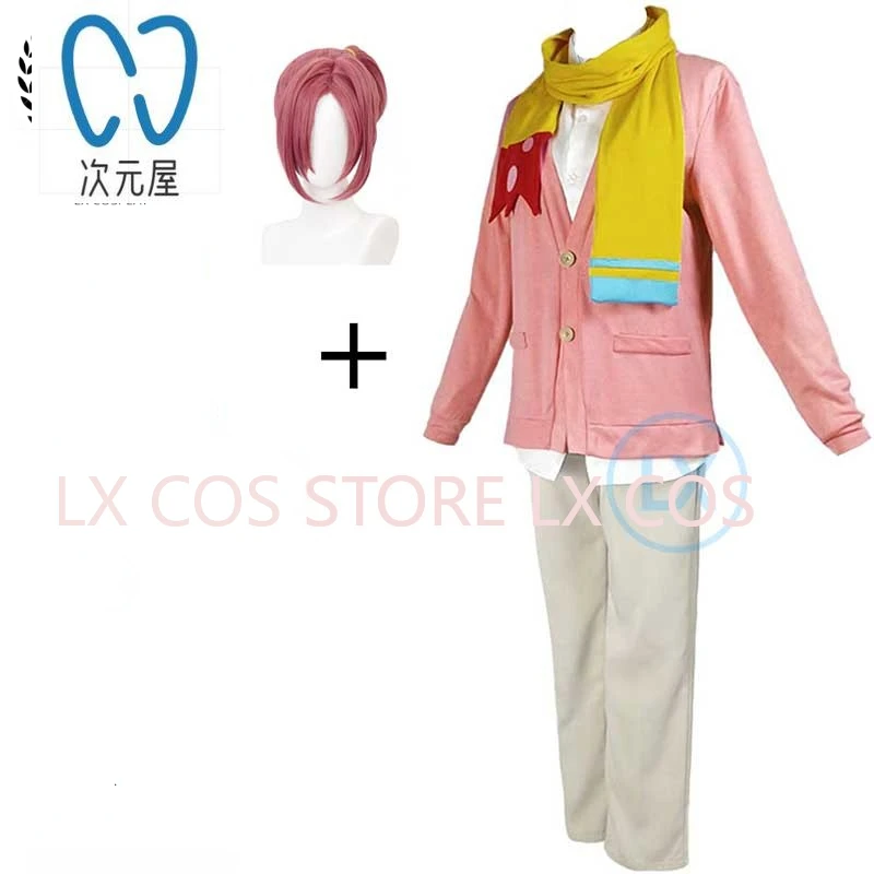 

Anime Mitsuba Sousuke Cosplay Anime Jibaku Shounen Cosplay Costume Pink Wig Uniform Clothes Halloween