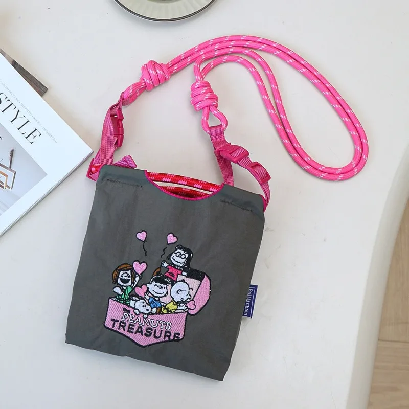 YOUMAI Snoopy Eco Friendly Bag Folding Mini Embroidered Shopping Bag Portable Shoulder Bag (Including Shoulder Straps)