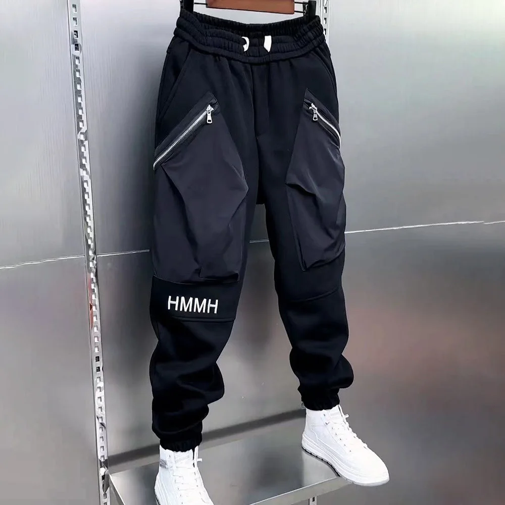 

Mens Casual Pants High End Stitching Workwear Style Trendy Personality Functional Pockets Sport Versatile Harem Pant 2024 Summer