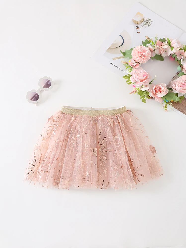 Baby Girls Sequin Skirts Toddler Tutu Skirt Tulle Dance Skirts Girls Birthday Fashion Clothes