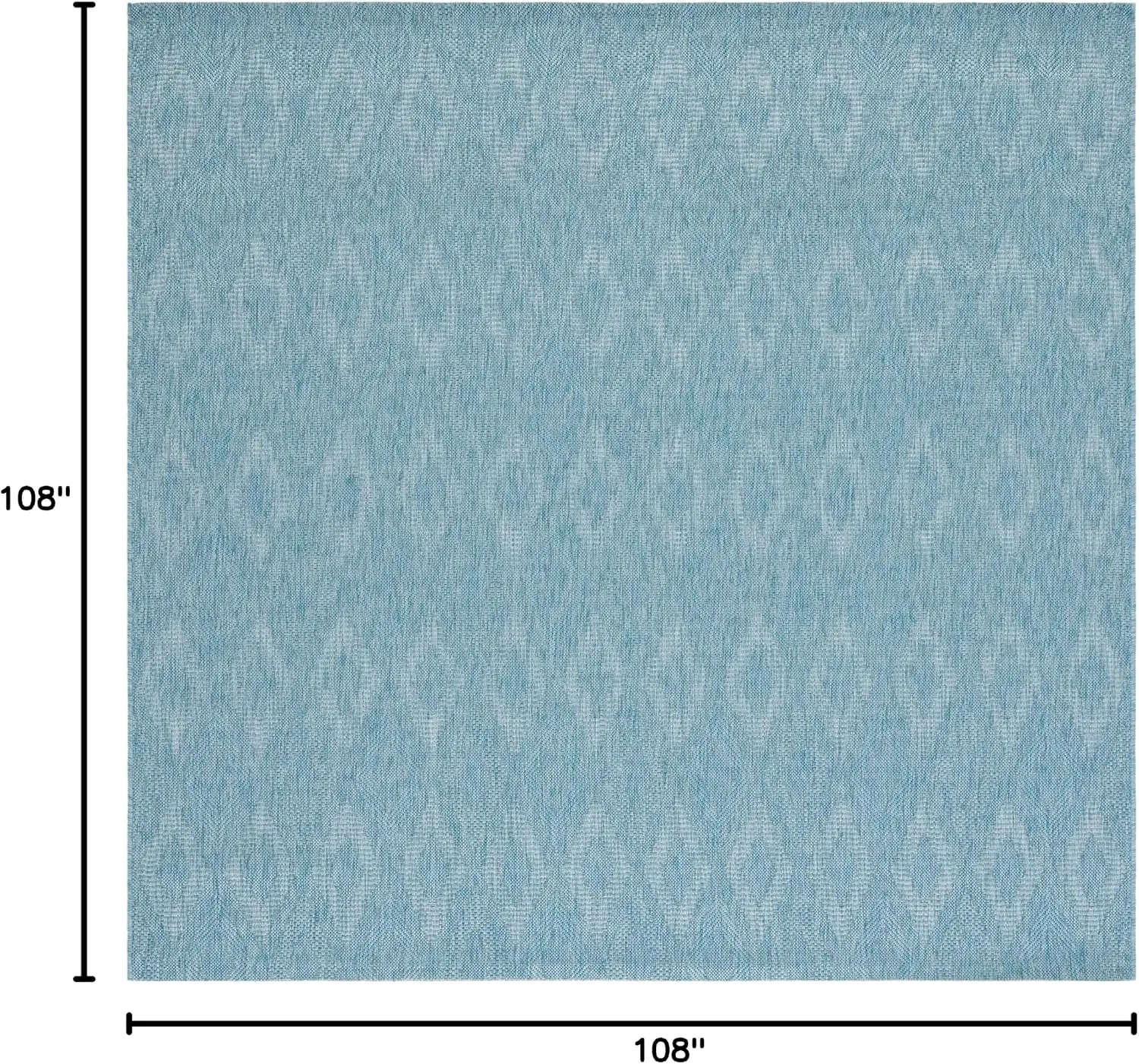 Washable Rug Outdoor Courtyard Collection - 9' Square, Aqua Blue, Non-Shedding & Easy Cleaning, Ideal for Patio, Backyard, Mudro
