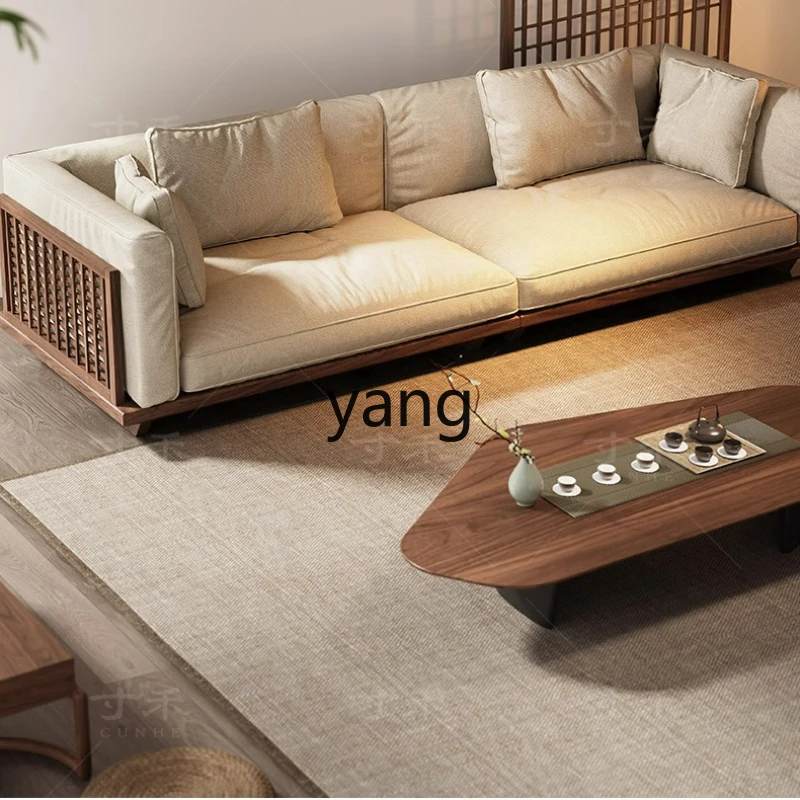 

CX Song-style aesthetics solid wood cotton and linen sofa small apartment new Chinese-style living room home
