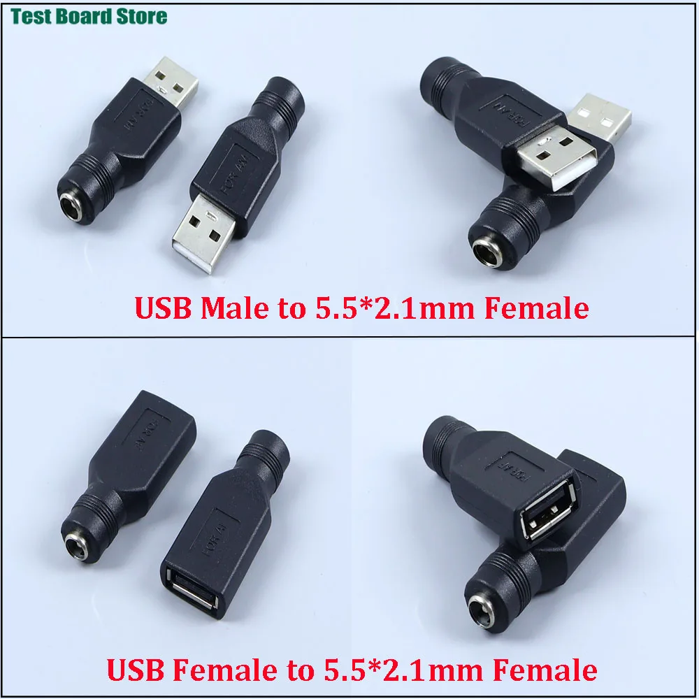 

1/2/5pcs 12V Adapter Plug Female Jack To USB Male Female DC 5.5 * 2.1MM Power Converter Plug Charging Adapter Converter USB Plug
