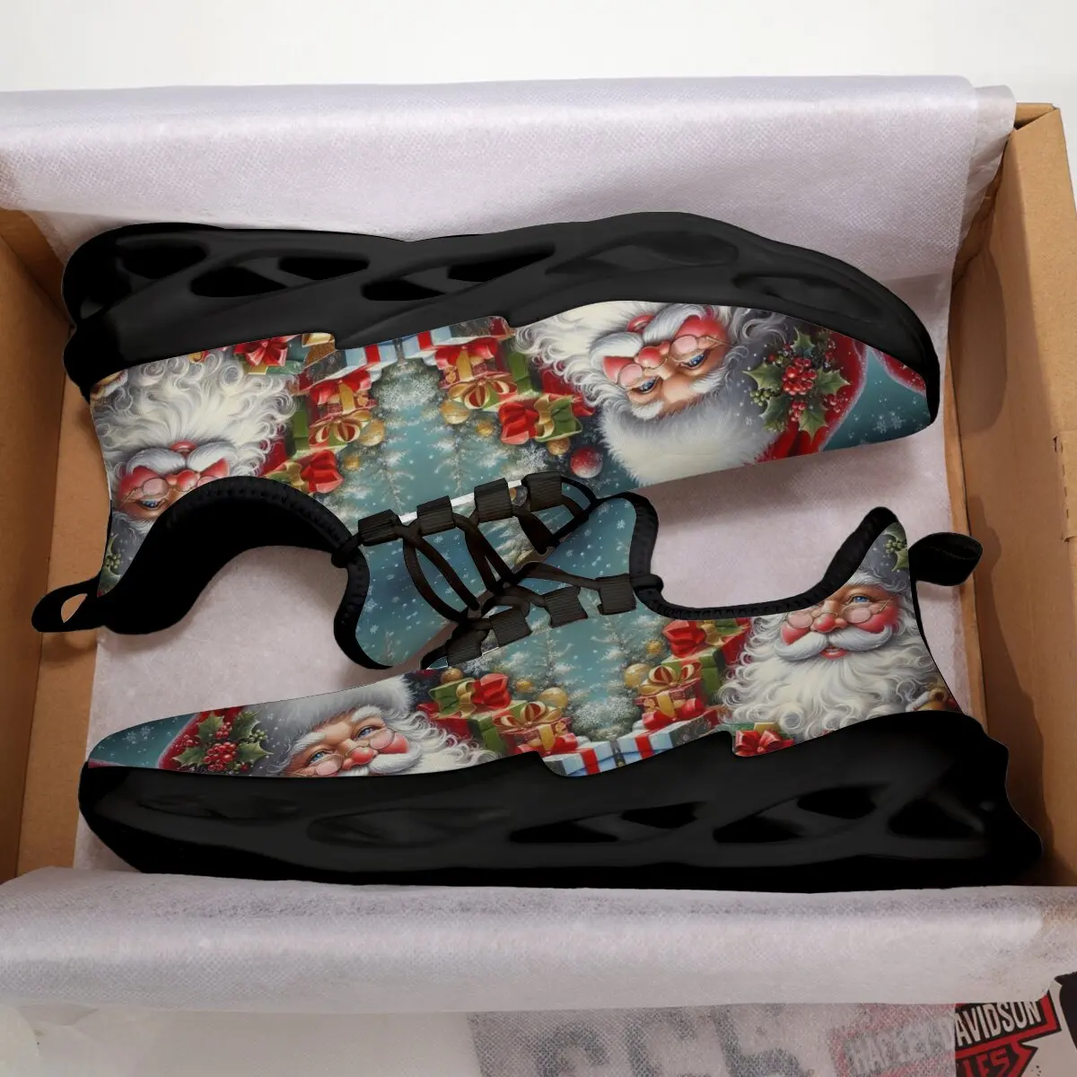 

Men’s Sneakers Comfortable Santa Claus Christmas Gifts Pattern Sports Shoes Breathable Platform Shoes Fashion Walking Sneakers
