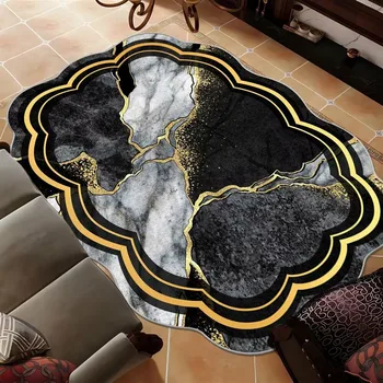 Luxury living room decoration carpet marble abstract irregular carpet parlor sofa chair area rug hotel room door non-slip mat