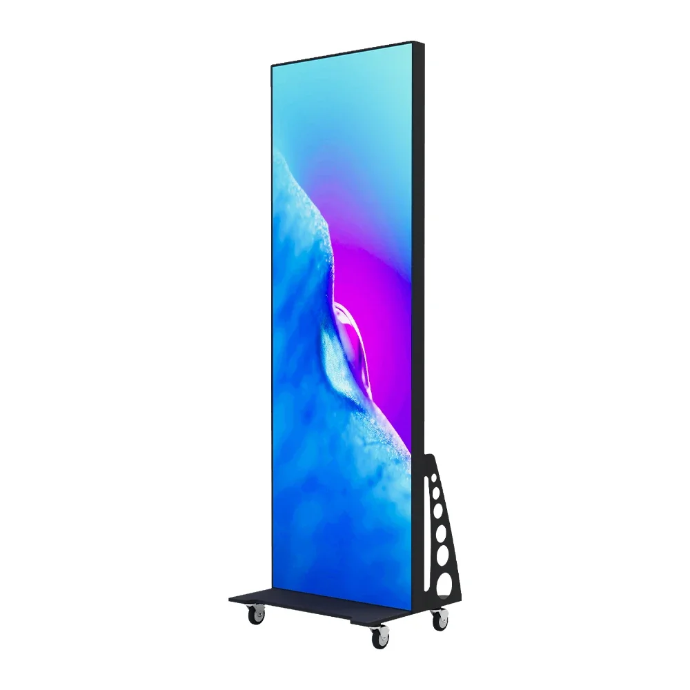 P2.5 2.5Mm Indoor Led Poster Screen With Wheels Shopping Mall Event Portable Led Banner Wall With Stand