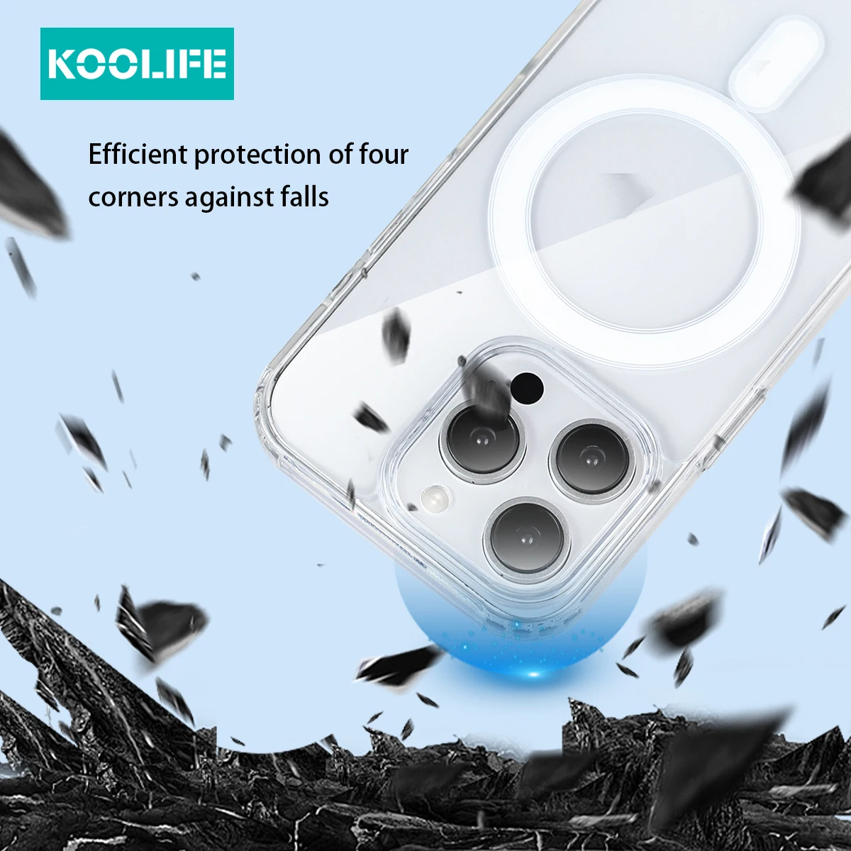 Koolife Transparent Magnetic Mobile Phone 保护壳 Four-Corner Airbag for Iphone11 12 13 14 15 16 Promax/Samsungs22/23/24