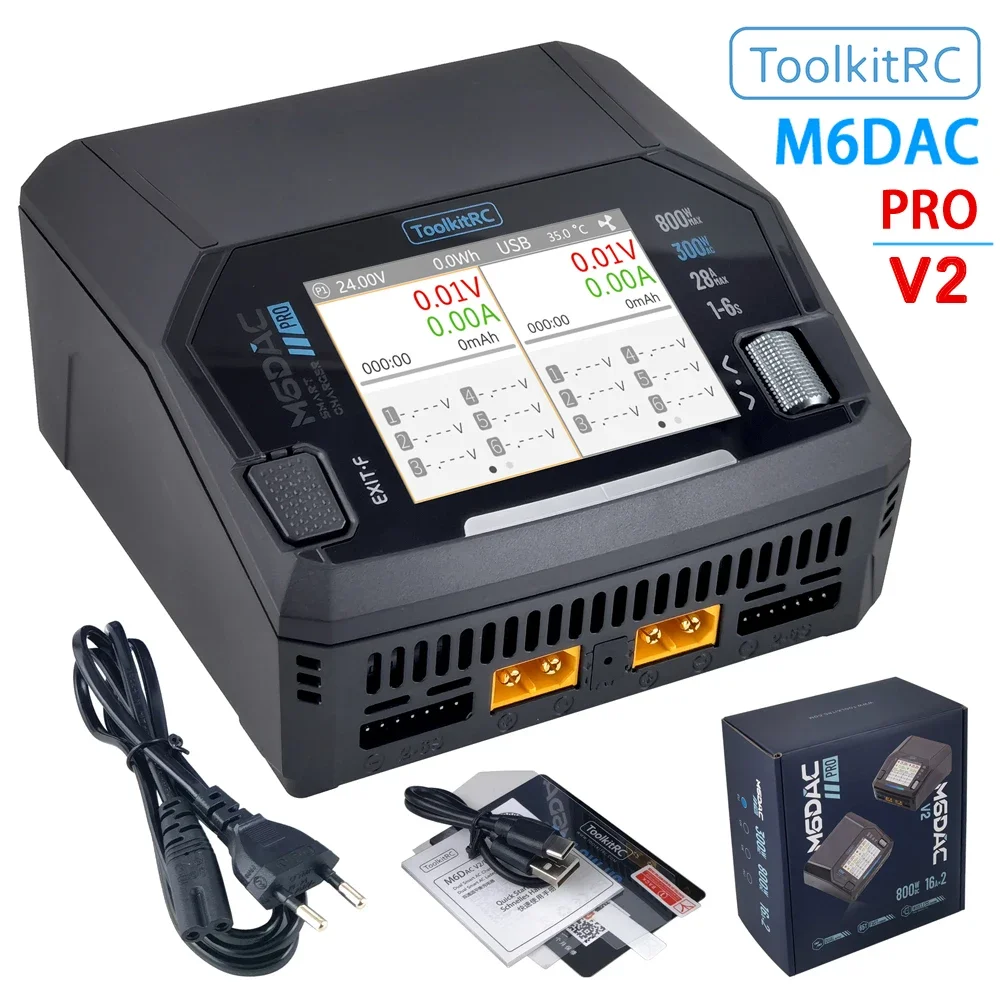 ToolkitRC M6DAC V2/PRO Charger Intelligent Balanced Voltage AC300W 200W DC800W Lithium Battery 1-6S FPV Toy Model Car Accessor