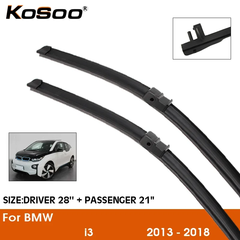 

KOSOO For BMW i3 28"+21" 2013 2014 2015 2016 2017 2018 Auto Car Wiper Blades Natural Rubber Accessories Clean The Windshield