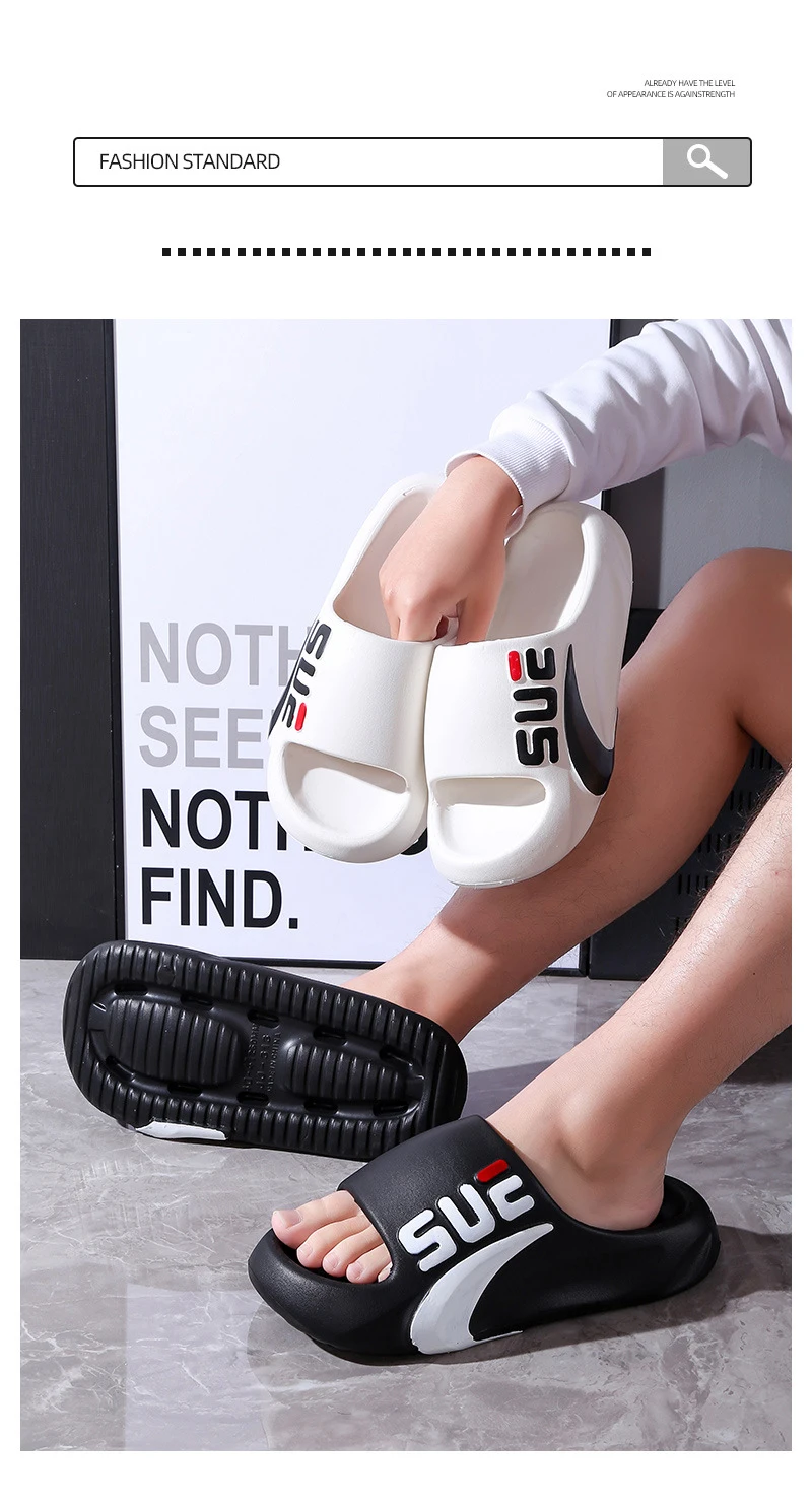 Sommer-Slipper für Herren – Neue rutschfeste Hausschuhe mit dicken Sohlen für Innen- und Außenbekleidung, Zuhause, Badezimmer und Sport – Detail 4