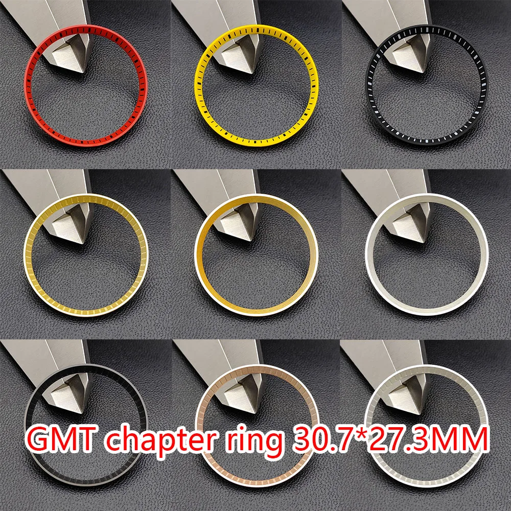 

Mod watch copper chapter ring with NH35 GMT case replacement hard plastic/polished inner ring 30.7 * 27.3mm watch accessories