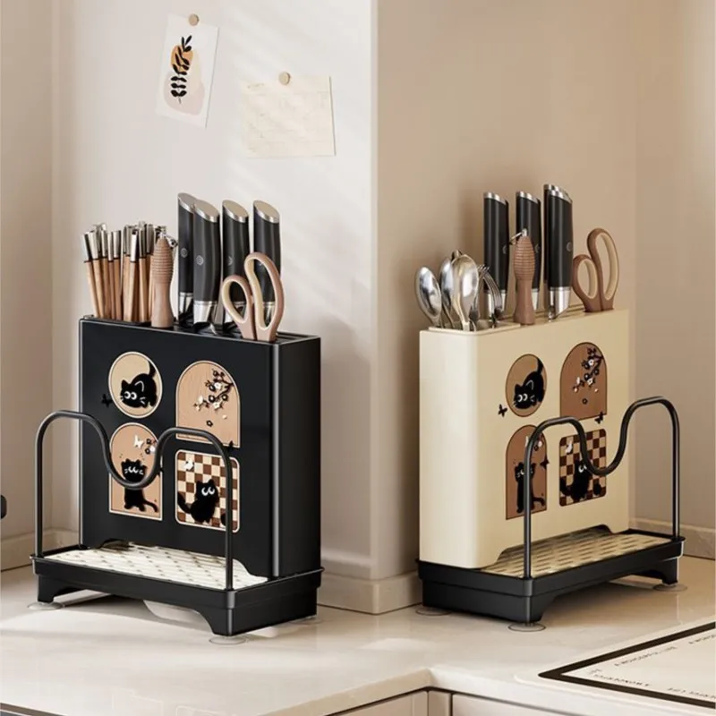 

Держатель для кухонного ножа, крышка для кастрюли, разделочная доска, держатель для палочек для еды, встроенная дренажная стойка для хранения ножей ZI229