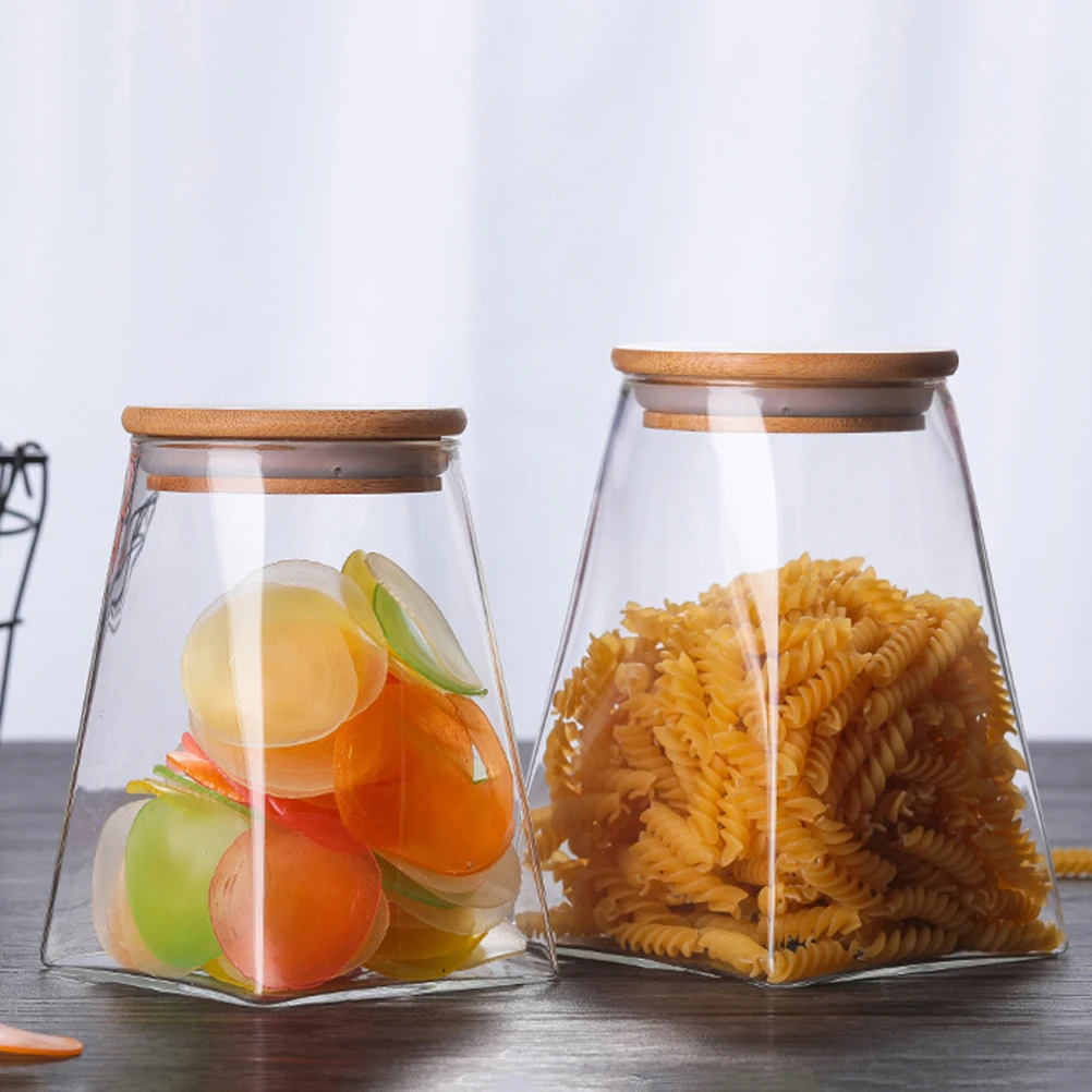 

Storage Jar Food Tank Containers with Lids Airtight Bamboo Overnight Glass Sealed Can