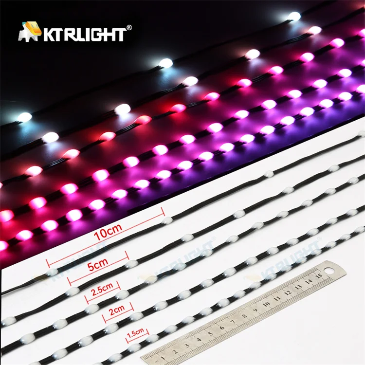 DC5V/12V 1000 Pixels WS2811 LED Seed Pixel String Light RGB IC Addressable Full Color IP68 3Pin Wire 1.5cm-10cm Pitch