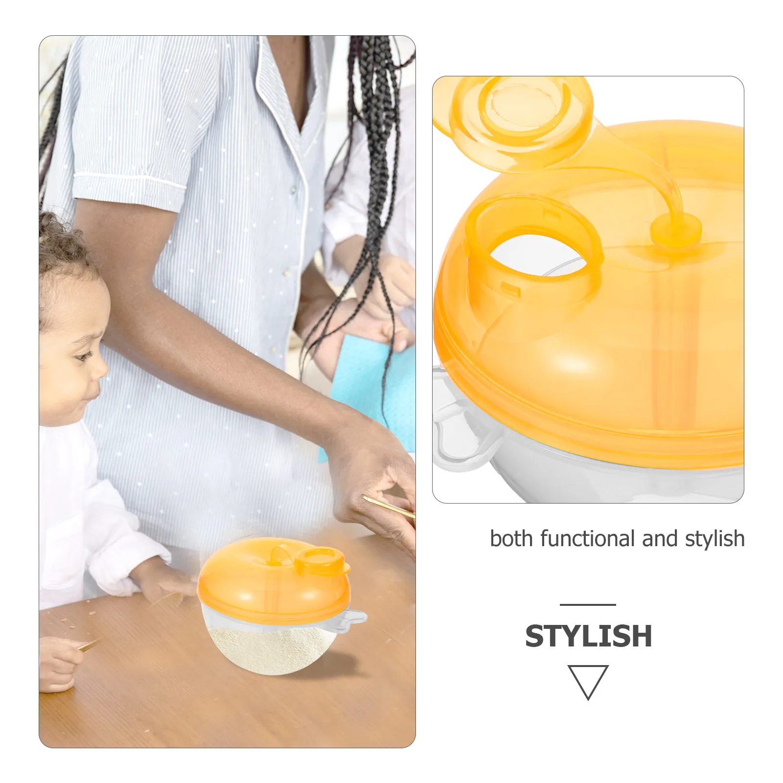 Distributeur de formule, boîte de lait en poudre, conteneur de stockage rose jaune 3 compartiments, étui alimentaire Portable d'alimentation 2 pièces