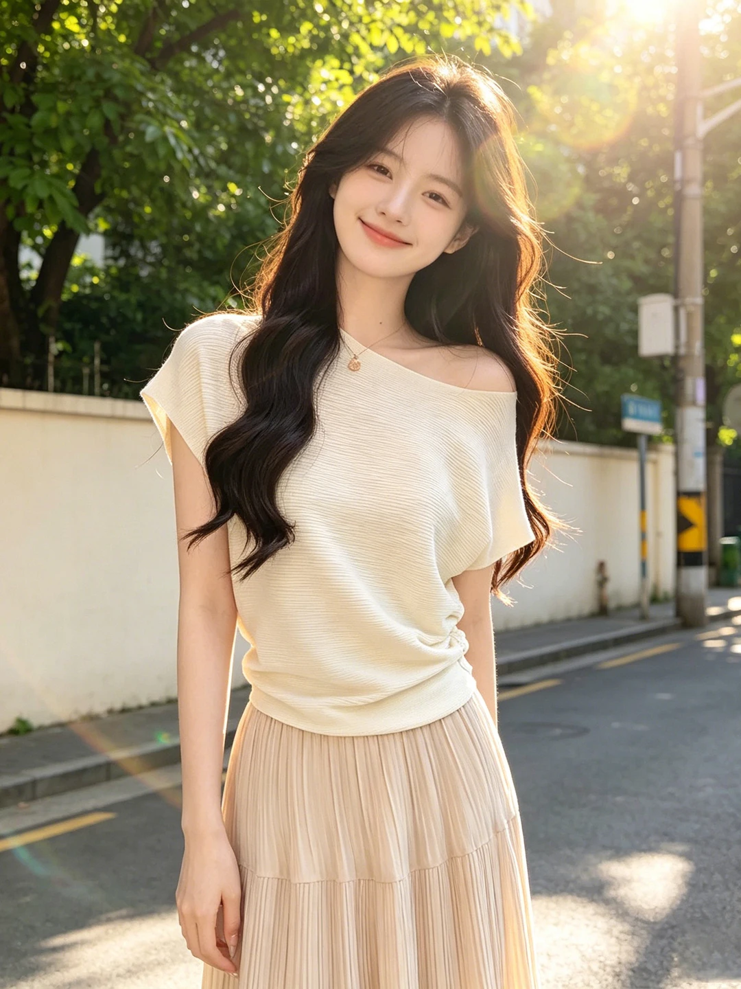 Shoulder Bared Short Sleeve Knitted Top Women's Summer Pure Desire Design Slim Fit Short Length Fashionable Korean Style Inne...