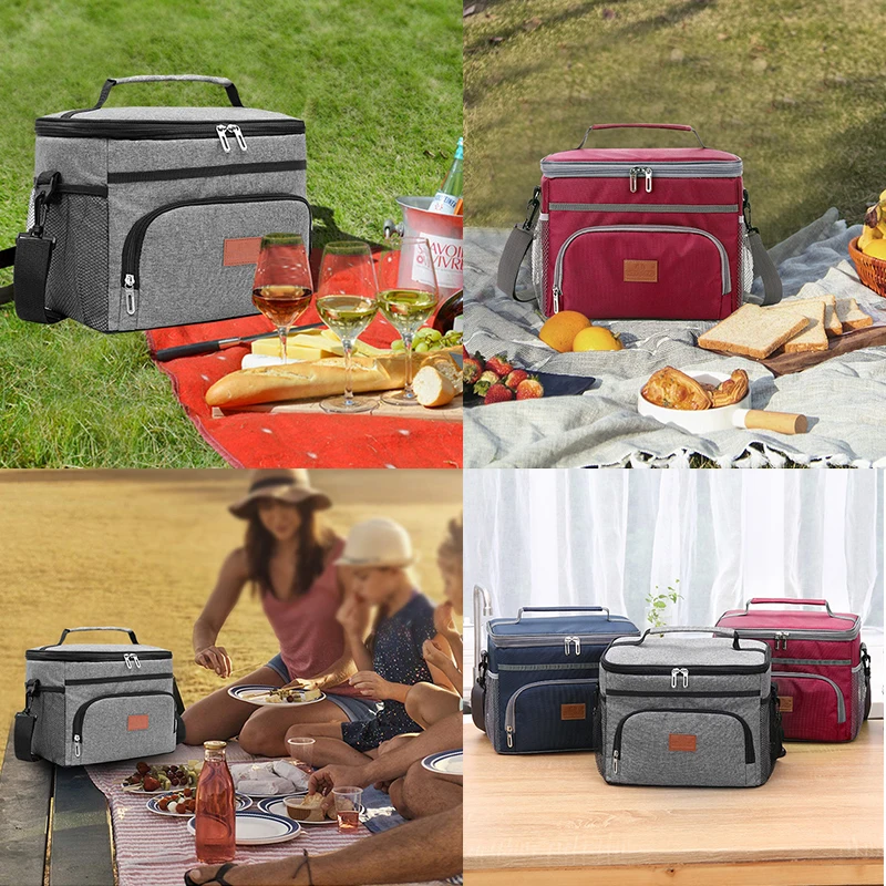 15L Camping Cooler Bag Insulated Food Beer Thermal Handbag Outdoor Picnic Shoulder Bag Lightweight Leakproof Lunch Car Ice Pack