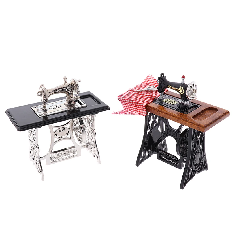 Mini Machine à coudre pour meubles de maison de poupée 1:12, avec ciseaux, pour décoration de maison de poupée