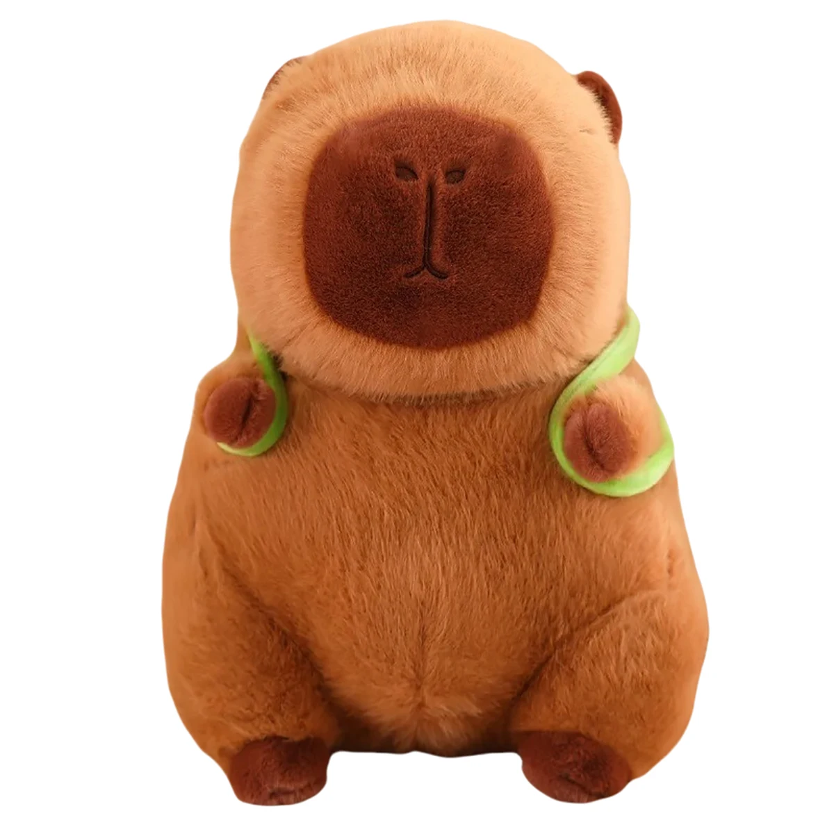 Pet Cute Capybara Plush with Turtle Backpack Kawaii Capibara Stuffed Aniamls Toys Keychain Bag Charms Gifts for Kids Brown