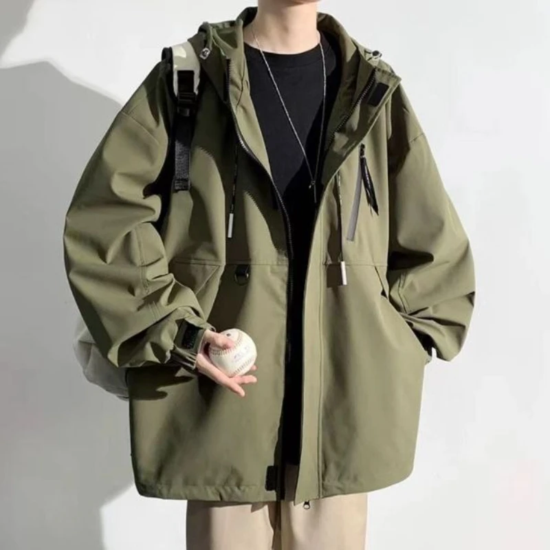 

Новое поступление 2025 года, мужская и женская ветрозащитная куртка, спортивное пальто с капюшоном на открытом воздухе, свободная посадка, повседневная водонепроницаемая ветровка на осень-зиму
