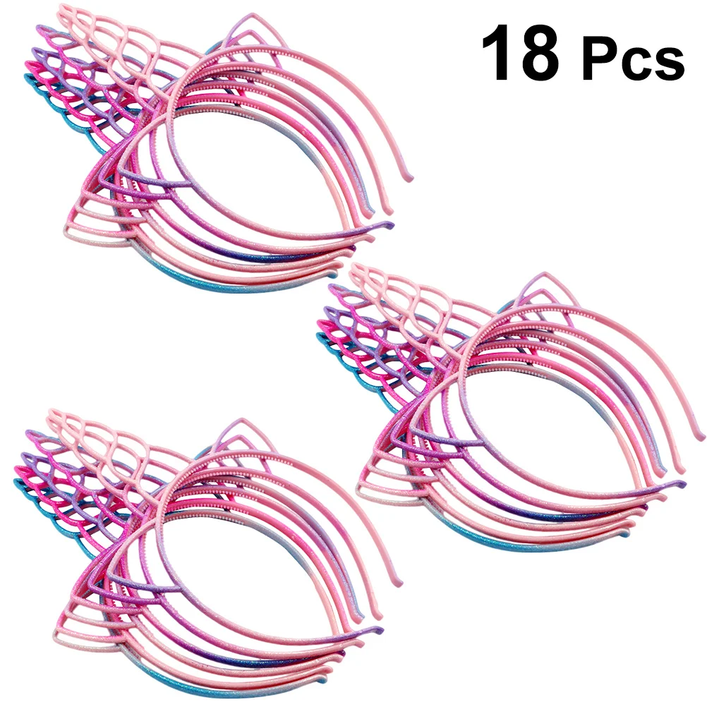 

18pcs Loose Powder Hoop Unicorn Design Gradient Color Abs Kids Girl Headwear For Party Cosplay Child Hair Band Hair Styling Tool