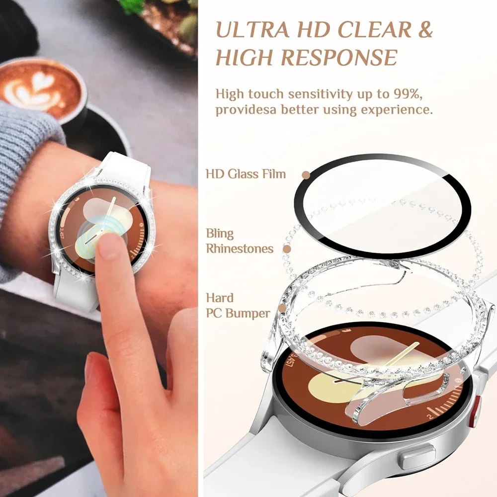 Étui en diamant Bling pour Samsung Galaxy Watch 7 FE, pare-chocs de protection en cristal, accessoires de couverture, mode, 40mm, 44mm, 54, 6