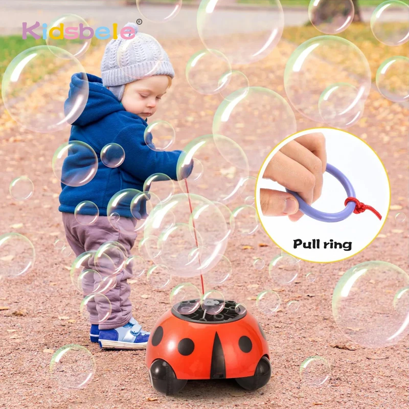 

Cute Ladybug Bubble Machine Automatic Blower Outdoor Kids Toy Birthday Gift Electric Bubble Maker Pull Rope Walking Toy