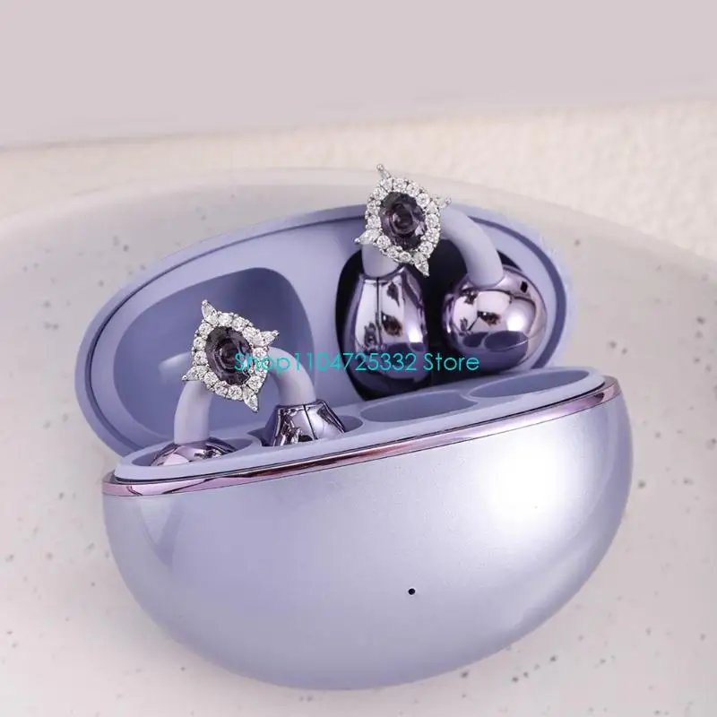 ملحق سماعة أذن دوار مانع للانزلاق P5EA يتميز بتفاصيل أحجار كريمة أرجوانية مزخرفة