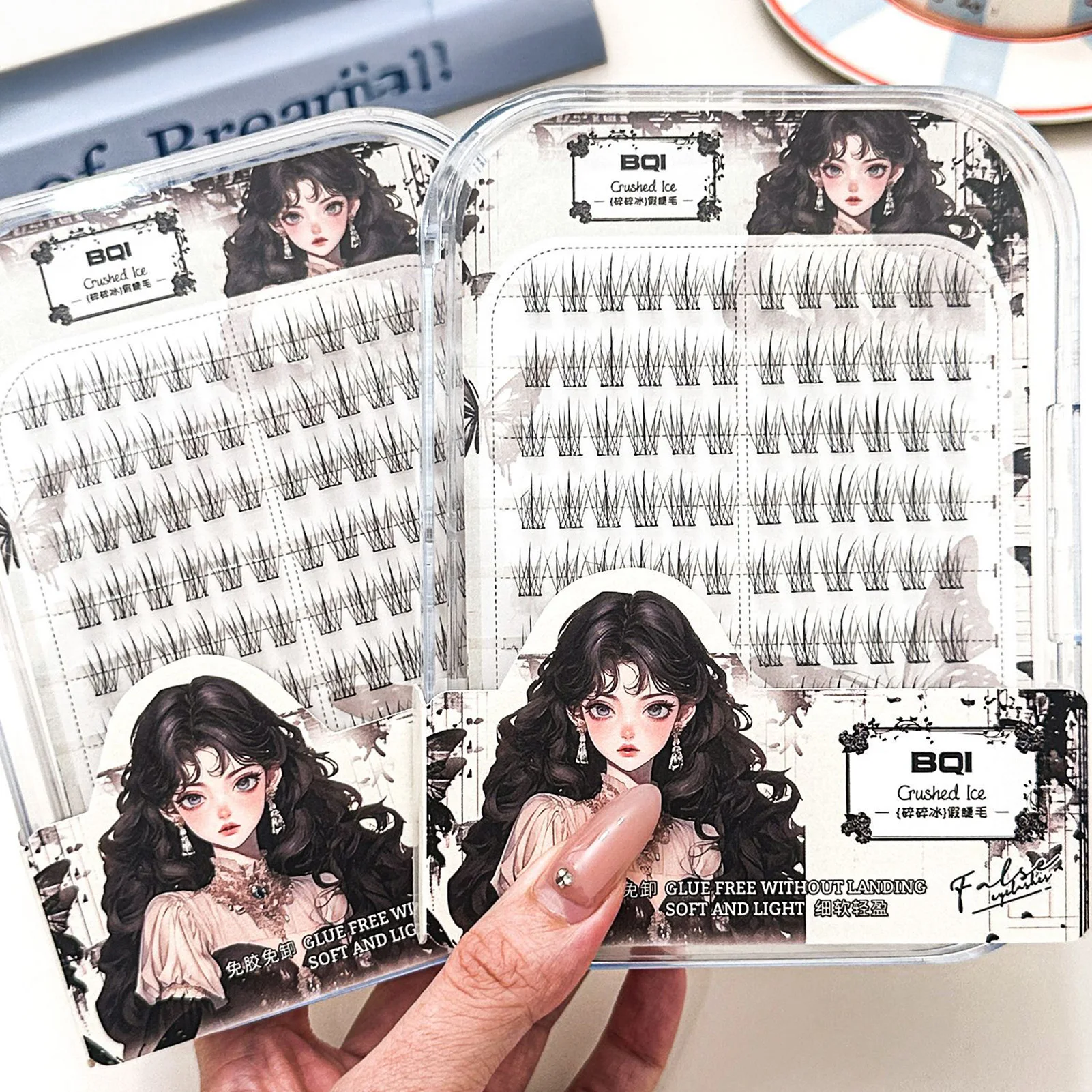 رموش صناعية خالية من الغراء عبر Wispy رموش فردية عنقودية لا حاجة للغراء مظهر طبيعي قصير لرموش المكياج اليومي