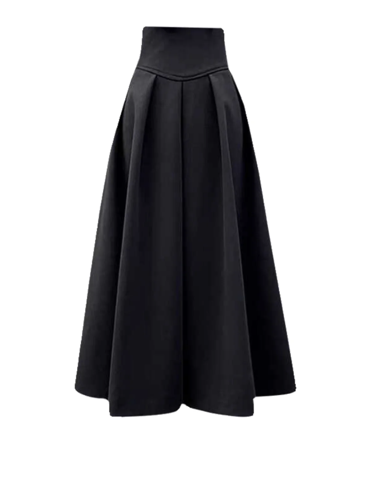 Ele Aラインミディスカート レディース 夏新作 ハイウエスト ドレーププリーツ 多用途 オールマッチ フルアンブレラスカート