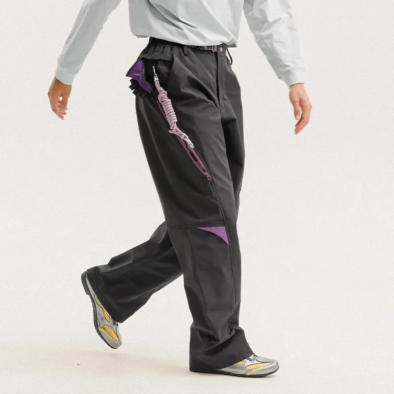 Men's Deconstructed Cargo Pants Wide Leg Loose Fit Drawstring Outdoor Techwear Casual Baggy Trousers Women's Pants