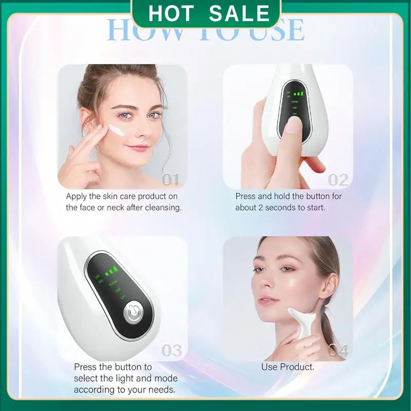 Entrega de 24 horas para el masajeador facial de 7 colores del dispositivo de estiramiento facial para cara y cuello con 113 °   F Funcionalidad de vibración y limpieza Wa