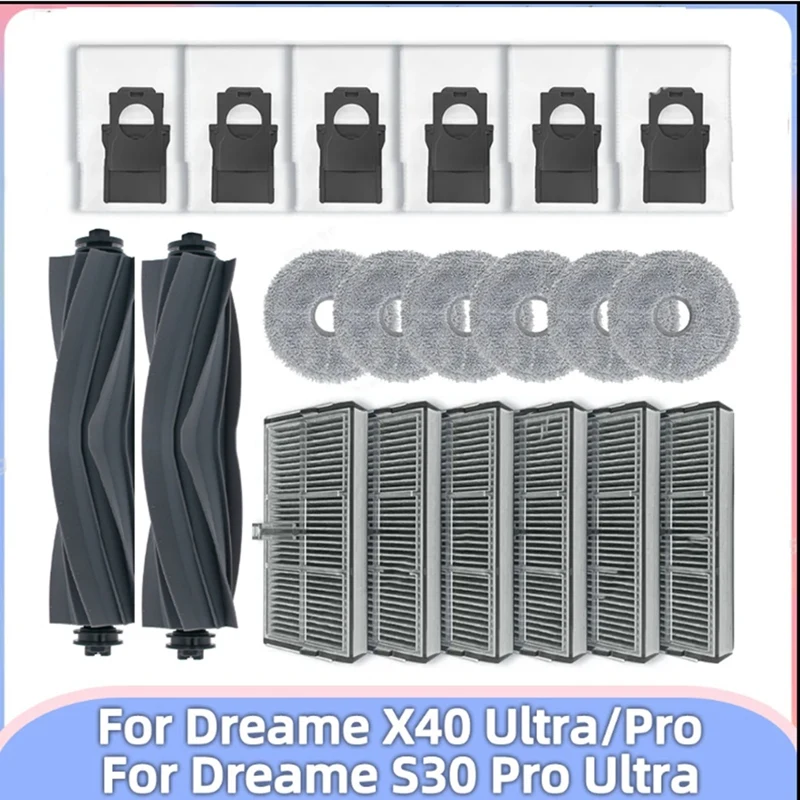TAIGH-для Dreame X40 Ultra/S30 Pro/X30 Ultra/X30 Pro Ultra, комплект запасных частей для робота-пылесоса, фильтры для основной щетки