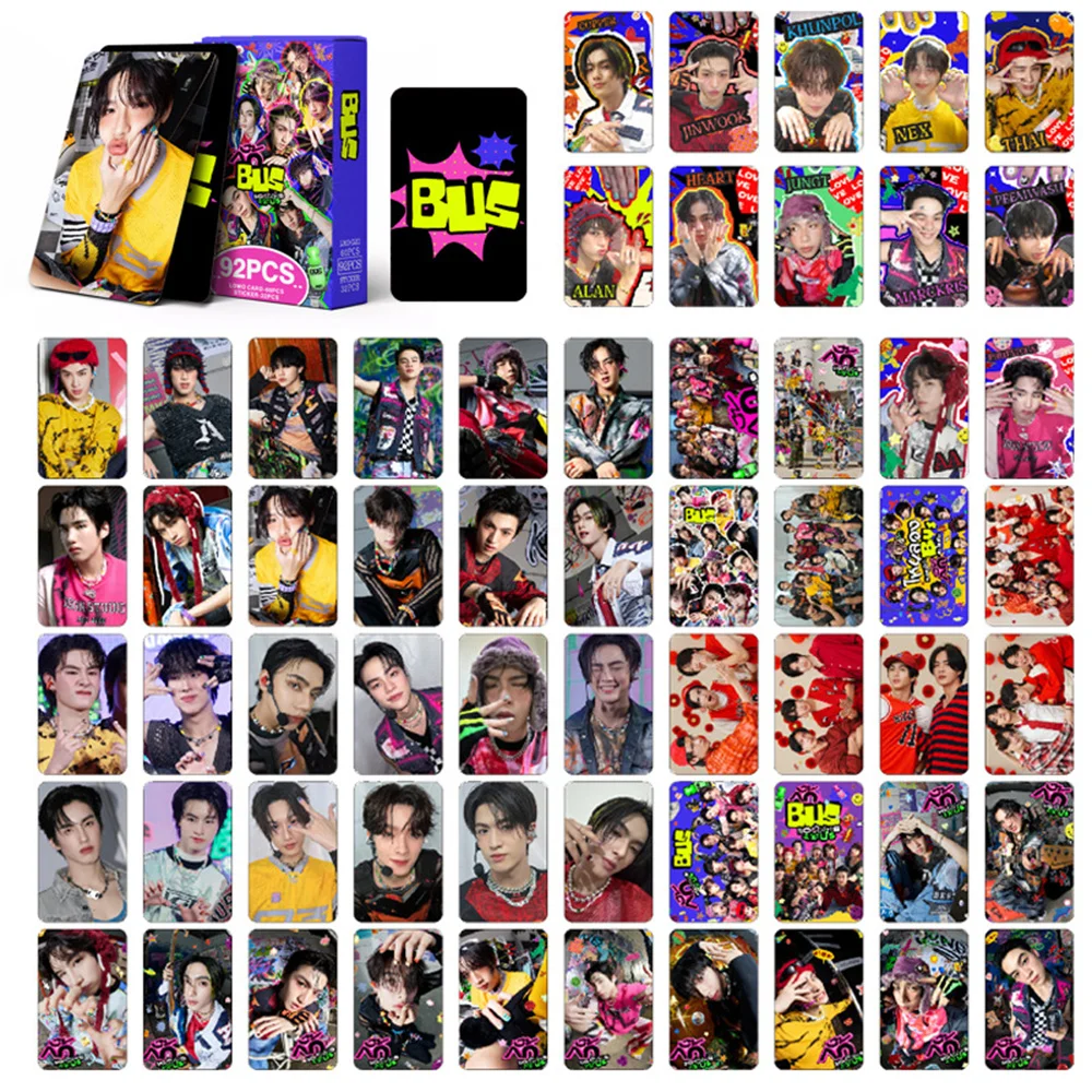 

92Pcs/Set KPOP BUS No-statusStatus Album Boxed Cards Stickers COPPER AA PEEMWASU JUNGT Ins Selfie Postcards Decals Fans Gifts