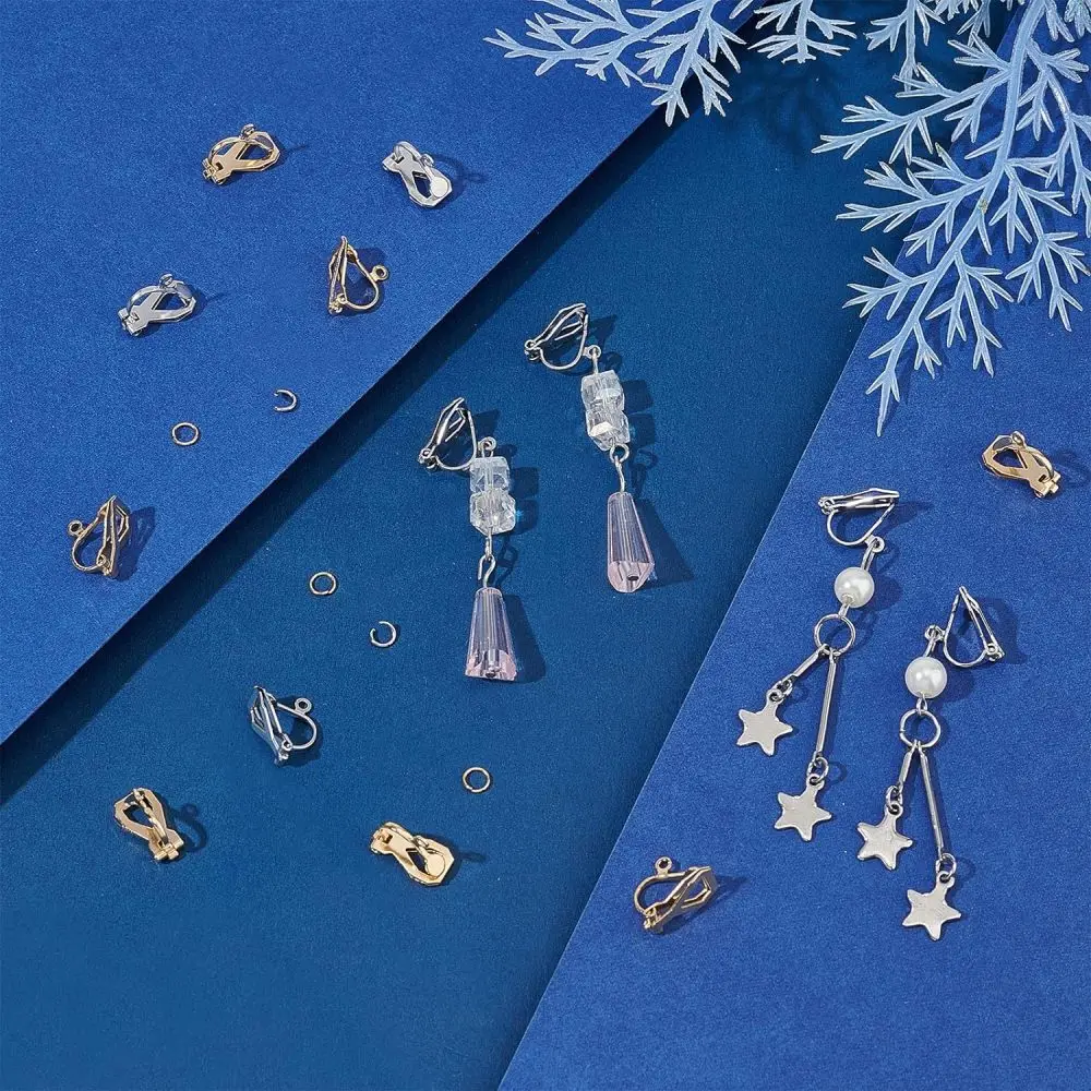 20 ชิ้น 2 สี 304 สแตนเลสสตีลต่างหูแบบหนีบไม่เจาะต่างหู 12x6x8.5 มิลลิเมตร Clip - on ต่างหูแปลงต่างหูชุด