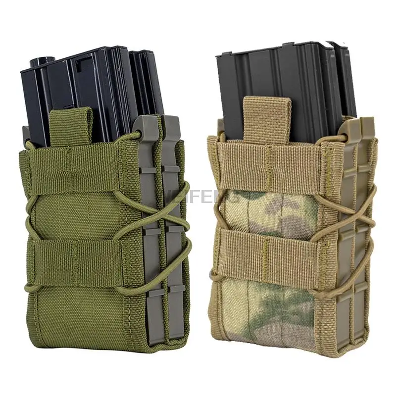 Tactical Molle Double 5.56mm Magazine Pouch M4 AR15 Fast Attach Carrier Mag Holster Hunting Gear