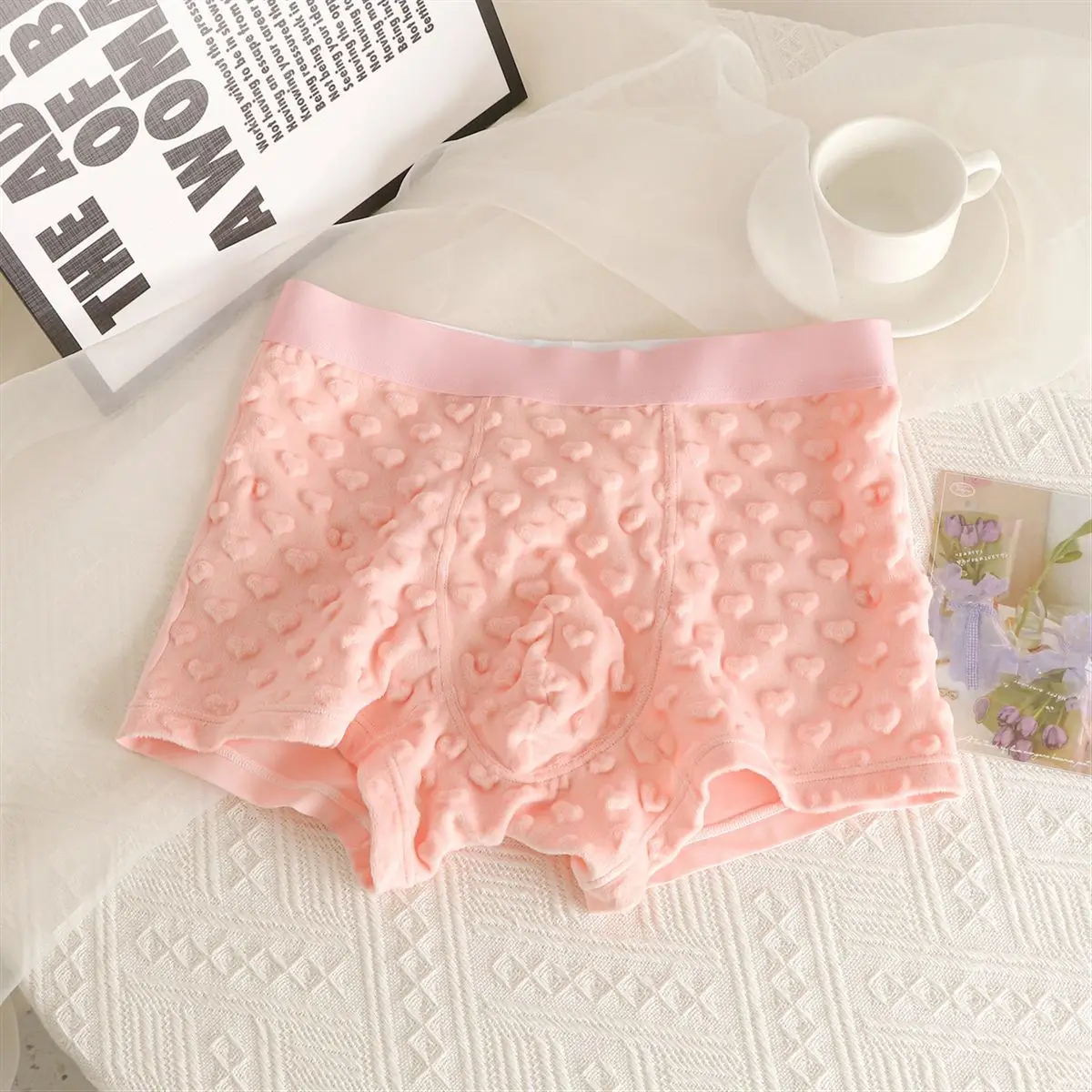 

Man's Pink Thick Warm Panties Briefs Convex Pouch Underpants BF Gifts Run Touring Party Private FKK DJ Club Bar Costumes