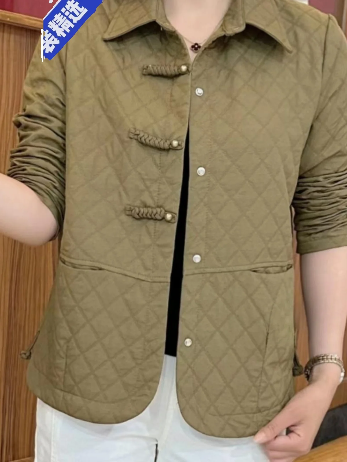 

Spring 2026 Fashionable Short Jacket Coat for Middle-Aged And Elderly Women Casual Stylish Cotton Blend Open Cardigan
