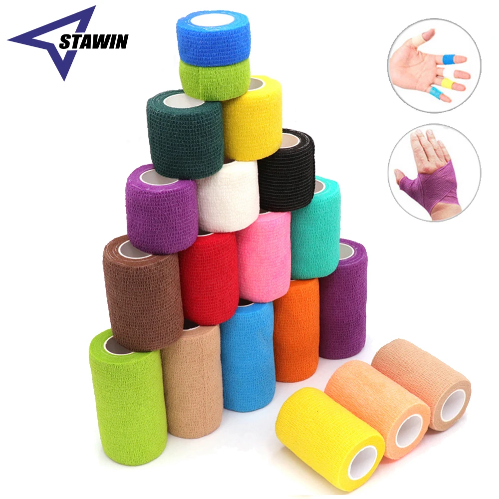 

18 Colors Colorful Athletic Wrap Tape Self Adhesive Elastic Bandage Sport Protector Knee Pads Finger Ankle Palm Shoulder Bandage