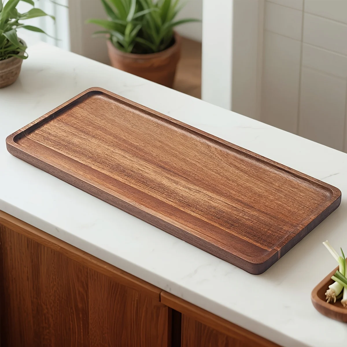 E2 Walnut Wood Serving Trays Long Charcuterie Boards Wood Snack Platter Rectangular Cookie Appetizer Plates Serving Cheese Board