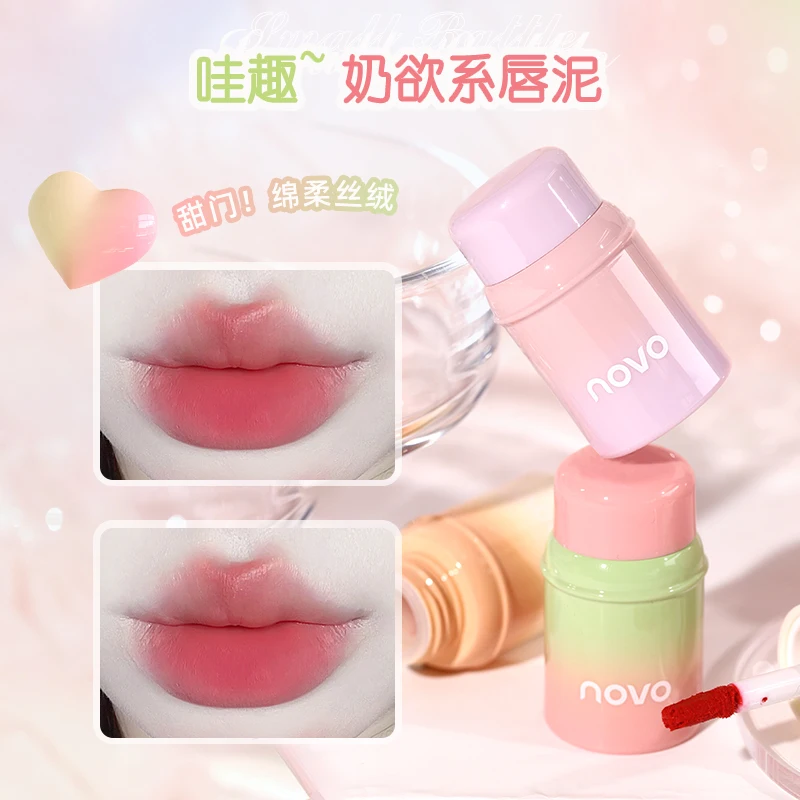 Cute Baby Bottles Velvet Matte Lip Glaze Soft Mist Liquid Lipstick Non Stick Cup Lightweight Lip Mud Long Lasting Lip Gloss