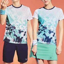 24 new tennis wear short sleeve men's and women's sports set spring and summer quick dry badminton table tennis training clothin