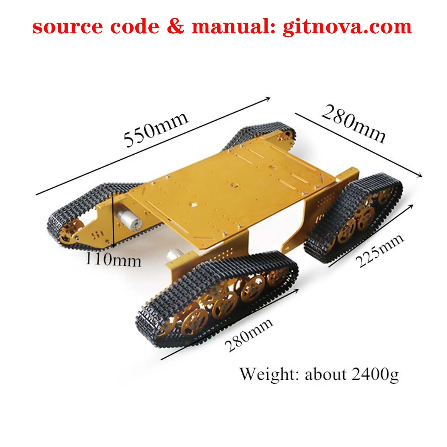 DOIT 4WD Metal Robot Tank Tracked Chassis with 4 Motor Aluminum Alloy Frame Controlled by Arduino by APP Phone RC Remote Control